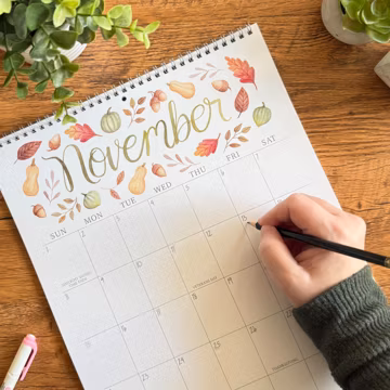 PRE-ORDER 2027 Large Watercolor Wall Calendar 11x14 | Seasonal Hand Painted Botanical Illustrations, Christmas Gift, Monthly, Gift for her