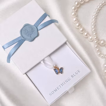 Something Blue Charm, Blue Charm for Bouquet, Memorial Bouquet Charm, Wedding Day Gift, Bridal Shower Gift, Blue Charm Butterfly