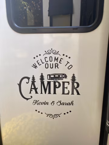 Brand New Wall Decal For Your Fifth Wheel Rv Welcome Campers With This Personalized Slide Out Vinyl Decal