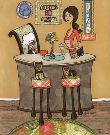 Yorkies and Yogurt, art print