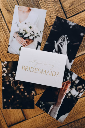 Bridesmaid Proposal Card - Minimalist and Simple Wedding Party Invitation | will you be my BRIDESMAID | Gold Foil Pressed Card