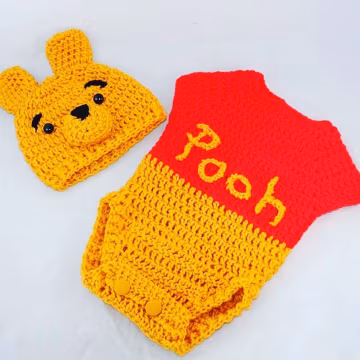 Crochet Inspired by Pooh bear Costume, Photo props.