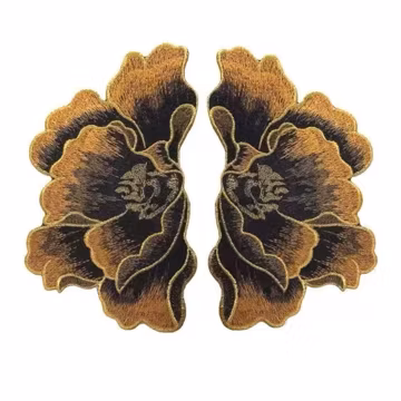A pair peony embroidered patch floral applique T-shirt or Jeans decoration patch sewing supplies
