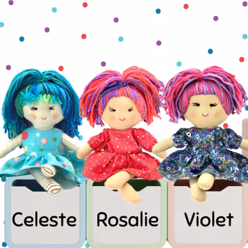 Handmade One-of-a-Kind Fabric Dolls / Adorable Yarn Hair/ Rag Dolls/ Colorful