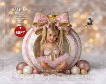 Magical Christmas Digital Backdrop, Pink Peppermint Prop, Studio Background For Photography Composites, Maternity, Newborn, Kids & Pets