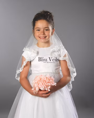 First Communion Lace Veil - 2 Layer Veil - Fast Shipping!