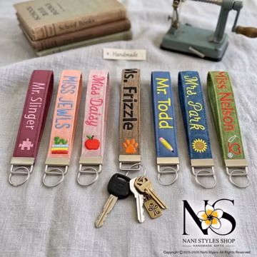 Personalized Key Fob Custom Keychain Wristlet Gift for Teachers Graduation Coworker School