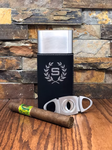 Personalized Stainless Steel Cigar Case with Guillotine Cutter - Groomsman Gifts - Gifts for Him - Anniversary - Valentines Day - Birthday