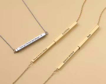 Personalized Vertical Bar Necklace: Engraved Stainless Steel Jewelry