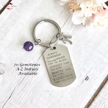 INSPIRATIONAL QUOTE Gemstone Key Ring-Crystal Keychain-Gifts For Daughter-Gifts For Son-Children-Inspirational-Personalised-Birthday-Healing