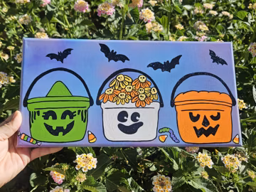 Boo Buckets! 14x7inch handpainted canvas. 90s Nostalgia Halloween fanart painting.