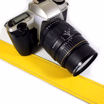 Bright Yellow Premium Leather Camera Strap -Lemon Yellow Camera Strap- Golden Yellow Durable Leather Camera Strap -Comfortable