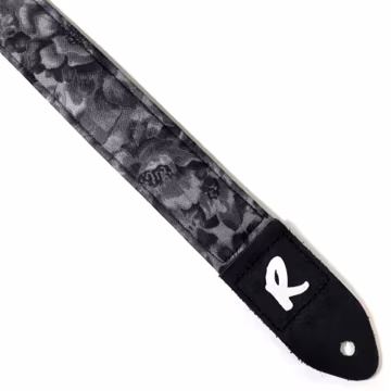 Black Floral Ukulele Strap - Handmade - Double Padded-Cool Ukulele Strap - Button Ukulele Strap 1.5 Inch 38cm