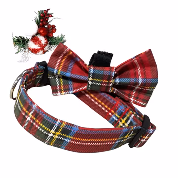 Plaid Christmas Collar & Bow Tie Set for Dogs or Cats- Stylish Gift for Pet Owners - Available in Buckled or Martingale Styles