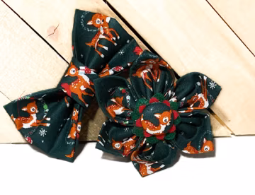 Christmas Reindeer Bow Tie or Flower for Dog or Cat Collar- Winter Collar Accessory- Holiday Pet Neckwear