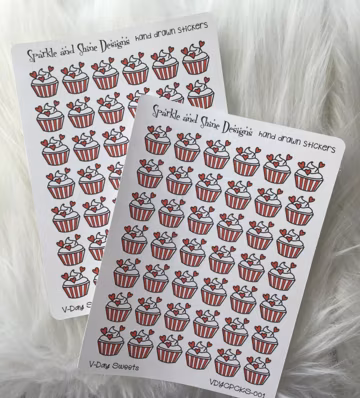 V-Day Cupcakes Valentines Day Planner Stickers
