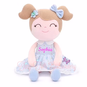 Personalized Baby Doll Embroidered Name Soft Plush First Toy Custom Baby Shower Gift Girl Birthday Personalized Dolls Handmade Cuddle