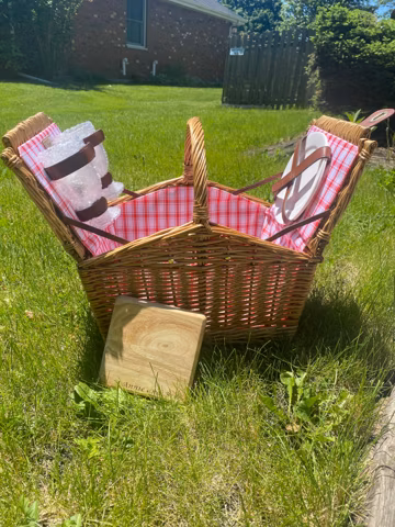 Personalized Wicker Picnic Basket, Wine and Cheese Set, Anniversary Gift