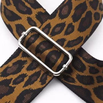 Leopard Print Bag Strap: Adjustable Canvas Handbag Strap with Silver Hardware