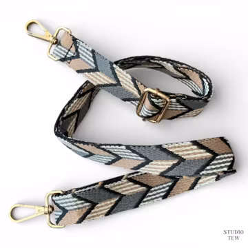 Grey & Taupe Chevron Bag Strap, Purse Strap: Gold Hardware
