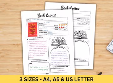 Book Review Template Reading Journal Printable A5 Book Journal Reading Review Page Book Review PDF Reading Log Bujo Book Review Tracker