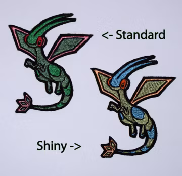 Flygon - Iron on patch - Shiny Metallic Embroidered. Pokemon patch.