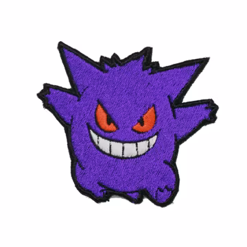 Gengar - Iron on patch - Shiny Metallic Embroidered. Pokemon patch.
