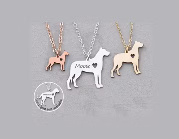 Engraved Great Dane Necklace • Sterling Silver Dog Memorial Charm
