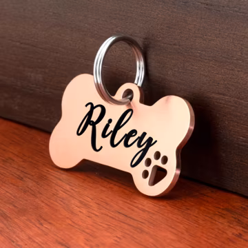 Engraved Dog Tag, Rose Gold Dog Tag Personalized, Dog Name Tag, Custom Dog Tag, Dog ID Tag, Sand Dog Tag Personalized for Dogs, Bone Dog Tag