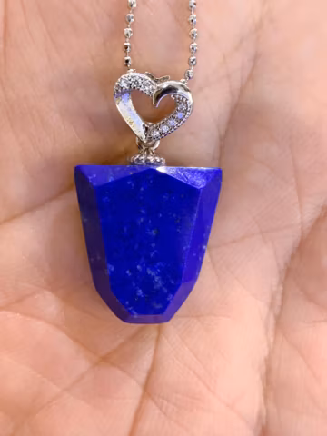 Natural Lapis Lazuli Heart Pendant Necklace | Deep Blue Afghan Lapis Gemstone