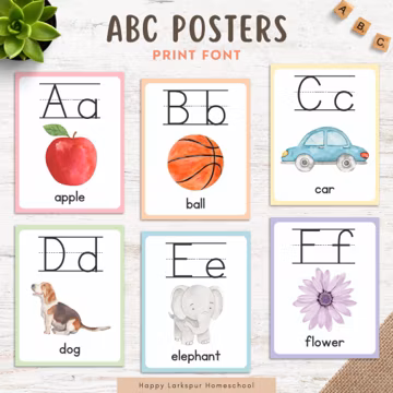 Alphabet Poster Classroom, ABC Posters Classroom, Alphabet Poster Print, Homeschool Printable Alphabet Posters, Toddler Preschool ABC Poster