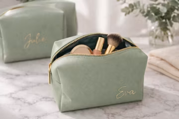 Custom Name Cosmetic Bag, Minimalist Makeup Pouch, Bridesmaid Gift Bag, Travel Toiletry Case, Gift for her