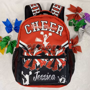 Custom Cheer Backpack, Cheerleader Backpacks Gifts for Girls - Red Kids Bookbag for Cheerleading Elementary