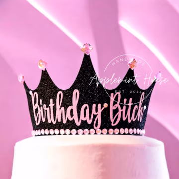 Birthday Girl Crown Headband – Glitter Custom Tiara for Adults, Reusable Party Favor for Bachelorette, Bride to Be, Funny Birthday Squad Gif