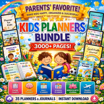 Editable Kids Planners MRR PLR Journal, Master Resell Rights, Mindfulness Journal, ADHD Planner School Chore Charts Download, Canva