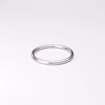 1.6mm 14K Solid White Gold Band: Thin Plain Full Round Minimalistic Women's Wedding Ring