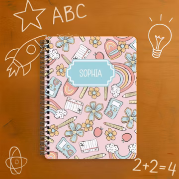 Personalized Kids Spiral Notebook, Custom Name Doodle Notebook for Girls, Cute Back to School Journal, Back to School Supplies, Journal