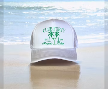 Custom Social Club Trucker Hats | Beach Bachelorette or Birthday party hat