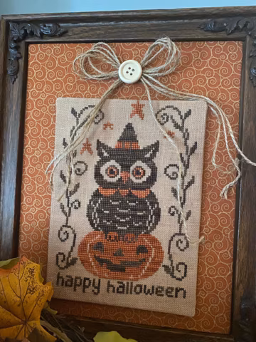 Halloween Owl Cross Stitch Pattern, Pumpkin Perch (PDF Pattern)