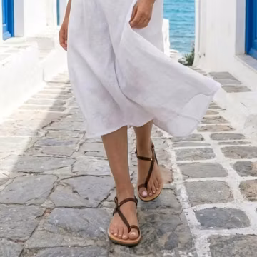 Womenβs Greek Leather Sandals β Handmade Flat Toe Ring Sandals for Summer & Wedding