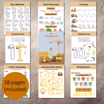 PreK & Kindergarten Morning Menu Construction Theme Morning Basket Activities Quiet Morning Activities for Toddlers Montessori Inspired Day
