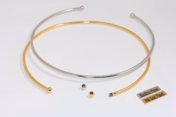 3mm 24k Shiny Gold Or Rhodium Plated Wire Choker Necklace, Ball Choker Necklace Cuff, Opening Screw Ball Choker, Wire Neck, Necklace, crz1