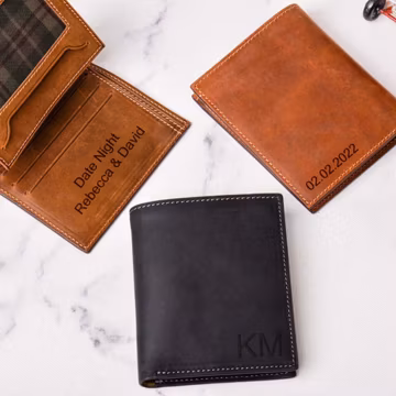 Personalized Trifold Wallet For Men, Custom Trifold Mens Wallet, Leather Trifold Wallet With Photo Engraving, Fathers Day Gift, Handmade