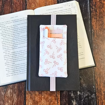 Pink Bows Book Annotation Pen Holder, Coquette Bookish Tab Pouch, Bible Journaling Gift, Book Lover Gifts