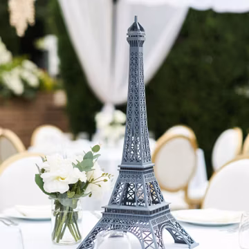 Gray Eiffel Tower Centerpiece | Parisian Wedding Decor | Romantic Table Decoration | French Theme Party Decor