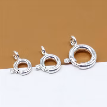 10 Sterling Silver Spring Rings, 925 Sterling Silver Spring Ring Clasp with Open Loop 5mm, 6mm, 7mm, 8mm