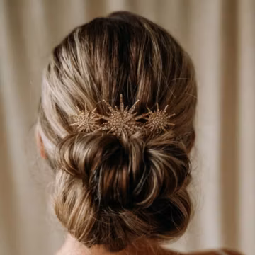 Gold Star Hair Comb | Crystal Celestial Bridal Hair Comb | Cosmic Wedding Headpiece | Star