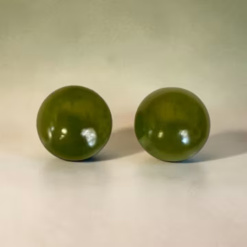 Green Nephrite Jade Gemstone 8mm Stud Earrings with Sterling Silver