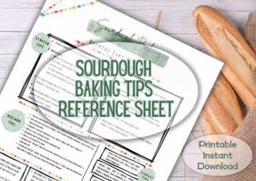 Sourdough Baking Tips Reference Sheet; Sourdough Starter Helpful Tips; Bread Baking Quick Guide For New Baker; Printable Instant Download