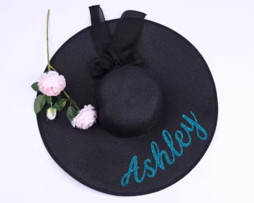 Personalized Floppy Hat, Customized Saying Name Bridesmaid Gift Beach Sraw Sun Hat Monogram Wedding Mother's Day Graduation Gift for Her